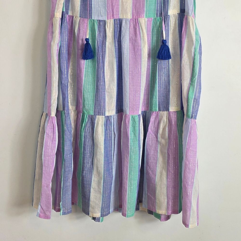 NWT J Crew Factory Ruffle Shimmer Beach Tiered Cotton Sheer Dress Cover Up Sz S - Picture 4 of 10